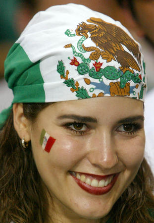 A Mexico fan waits for the start of the World Cup Finals group G soccer match between Italy and Mexico in Oita June 13, 2002