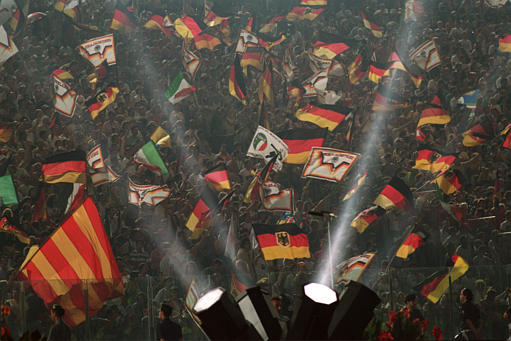 West German fans celebrate their third World Cup title.